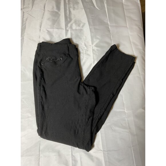 Royalty For You Black Denim Pants Rhinestone Pocket Detail Womens Size 10 - Picture 8 of 11
